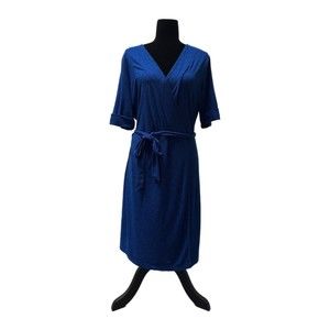 Apt 9 Blue Faux Wrap Knee-Length Dress, Large, Pre-owned